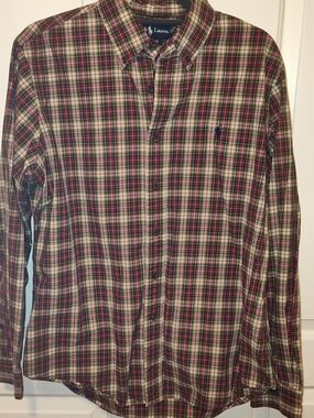 Ralph Lauren Men’s Plaid Button-Down Shirt - Red, Green & Cream